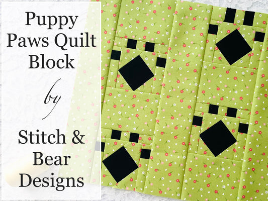 Puppy Paws Quilt Block PDF Pattern