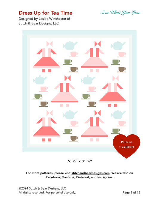 Dress Up for Tea Time Quilt PDF Pattern